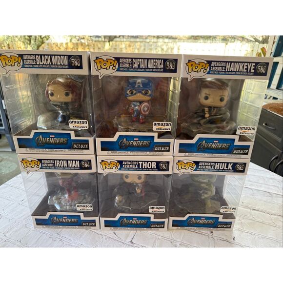 Funko Pop Deluxe Marvel Avengers Assemble Figures Complete Set Of 6 NEW - Picture 1 of 15